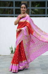 Mysore Silk Saree With Contrast Pallu And Contrast Blouse