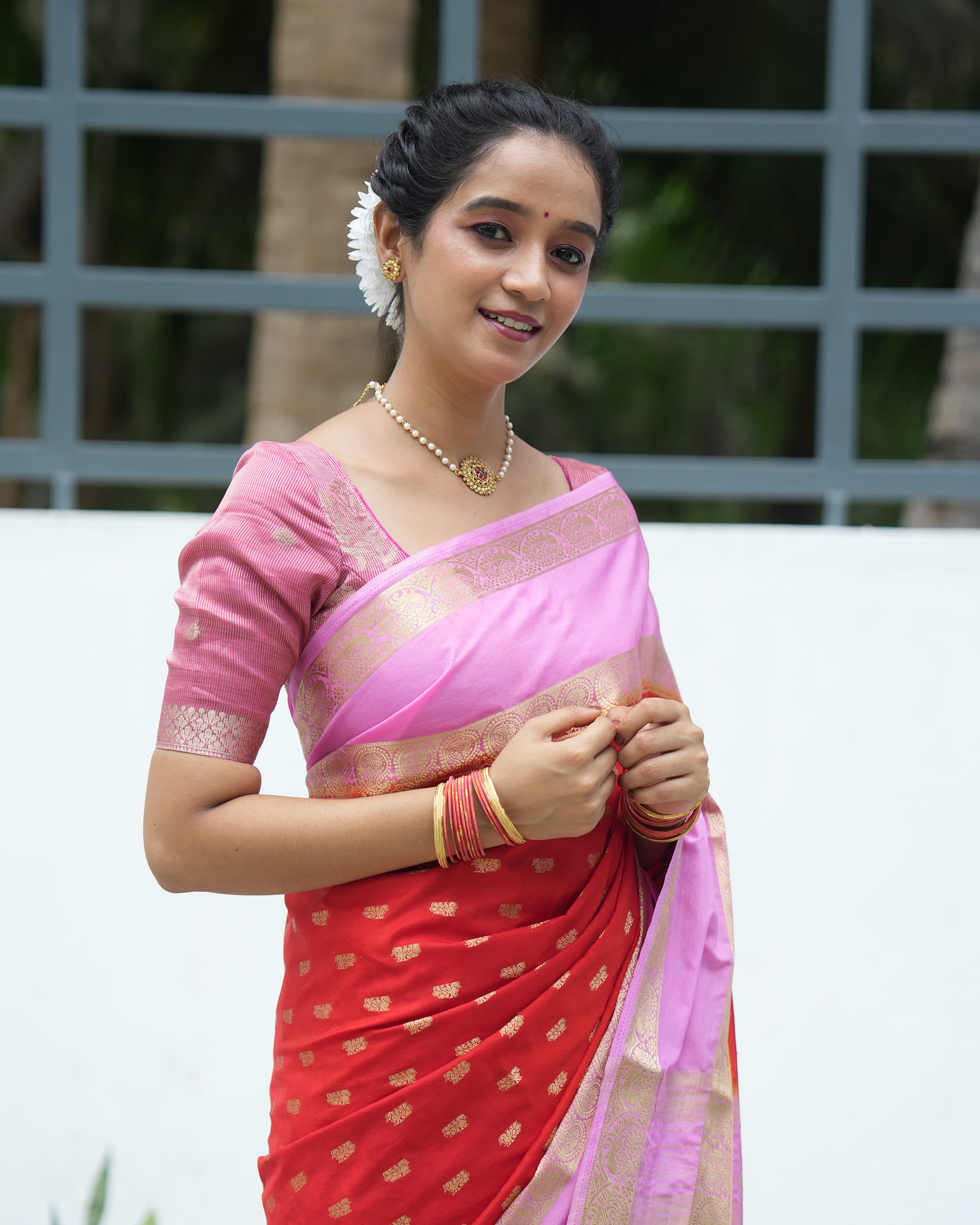 Mysore Silk Saree With Contrast Pallu And Contrast Blouse