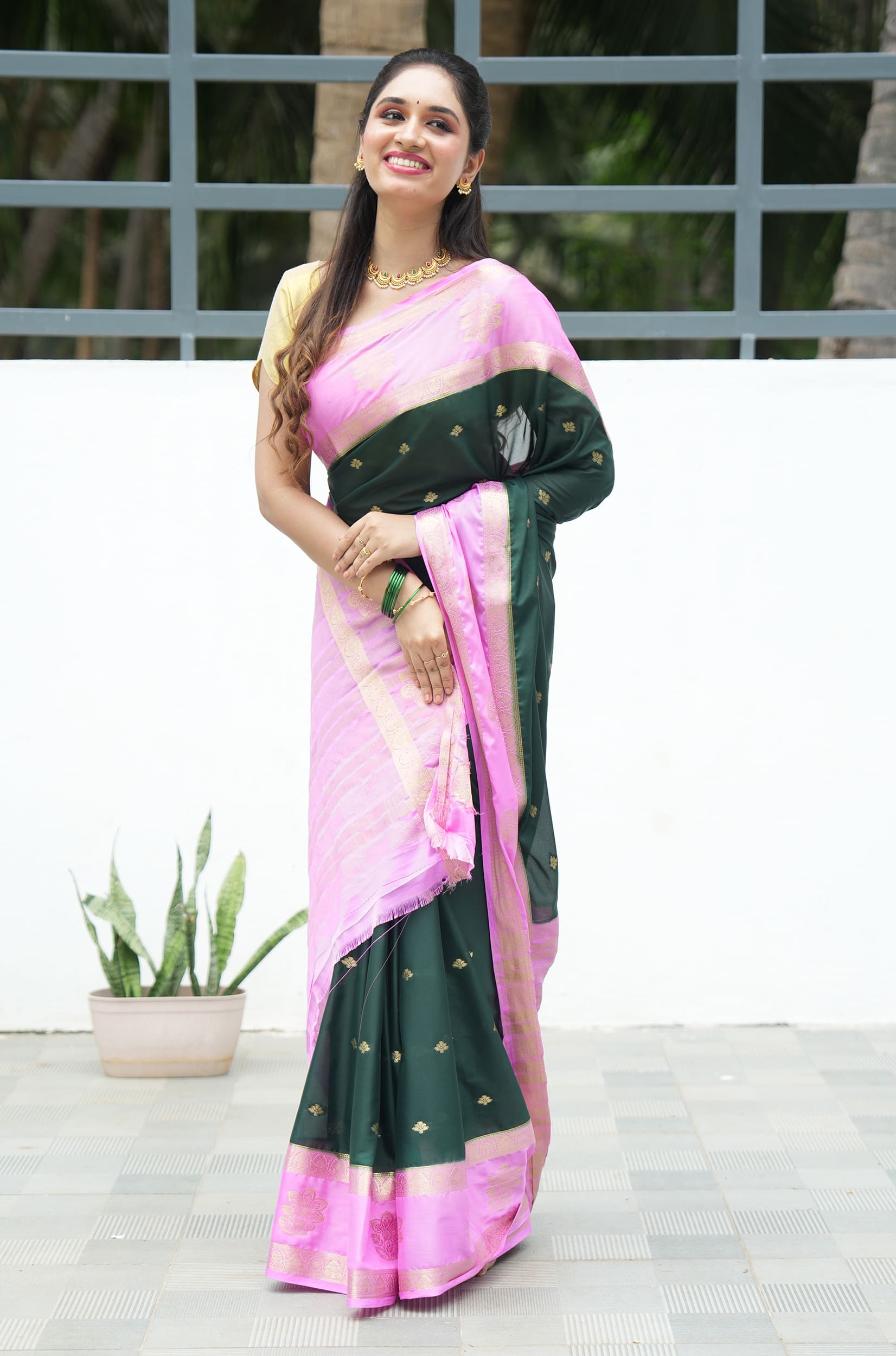 Mysore Silk Saree With Contrast Pallu And Contrast Blouse