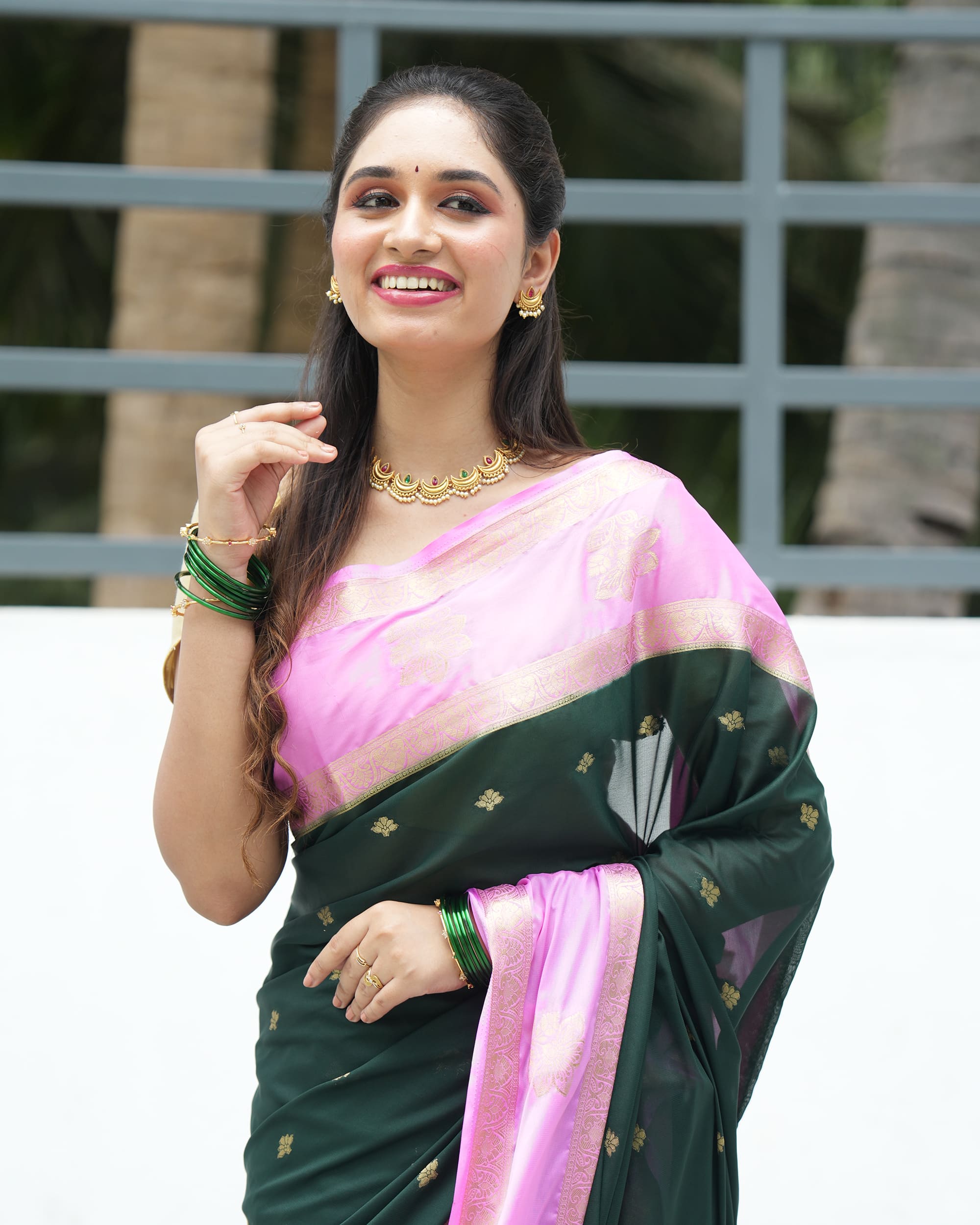 Mysore Silk Saree With Contrast Pallu And Contrast Blouse