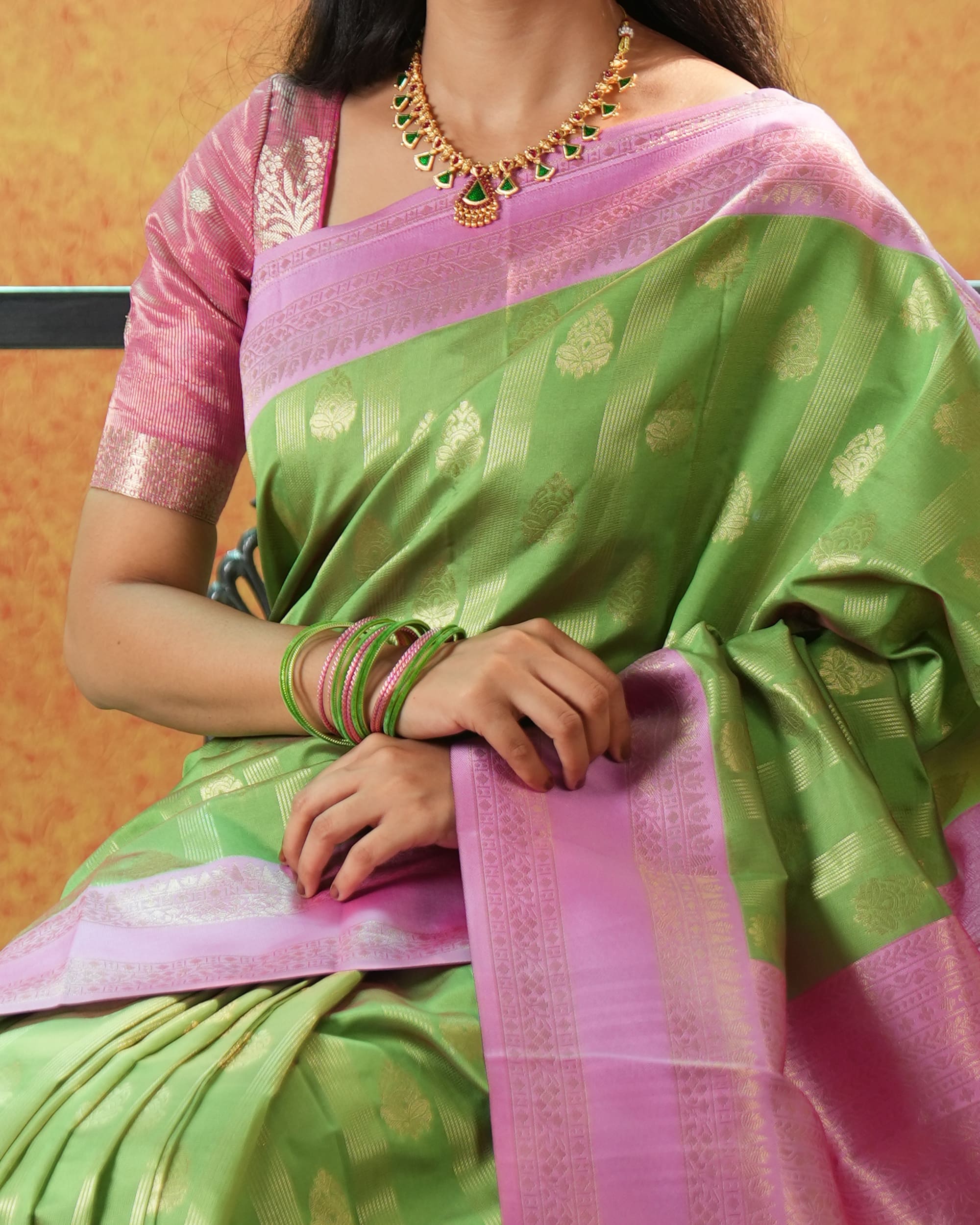 Litchi Silk Double Side Border Saree