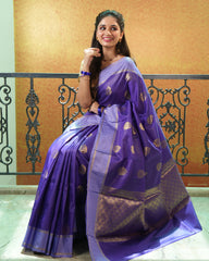 Katan Silk With Contrast Rettapadai Border Saree