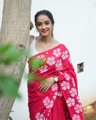 Nithyakalyani Flower Printed Mul Mul Saree