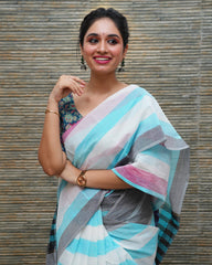 Kulfi Cotton Saree With Kalamkari Blouse