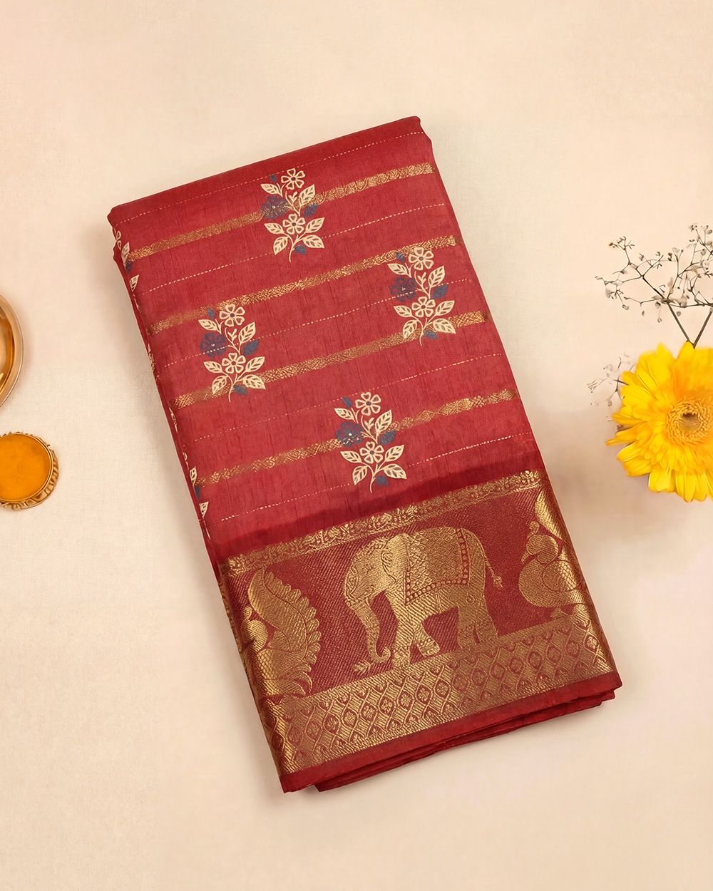 SC6003 DOLA DIGITAL PRINT ZARI LINE SAREE