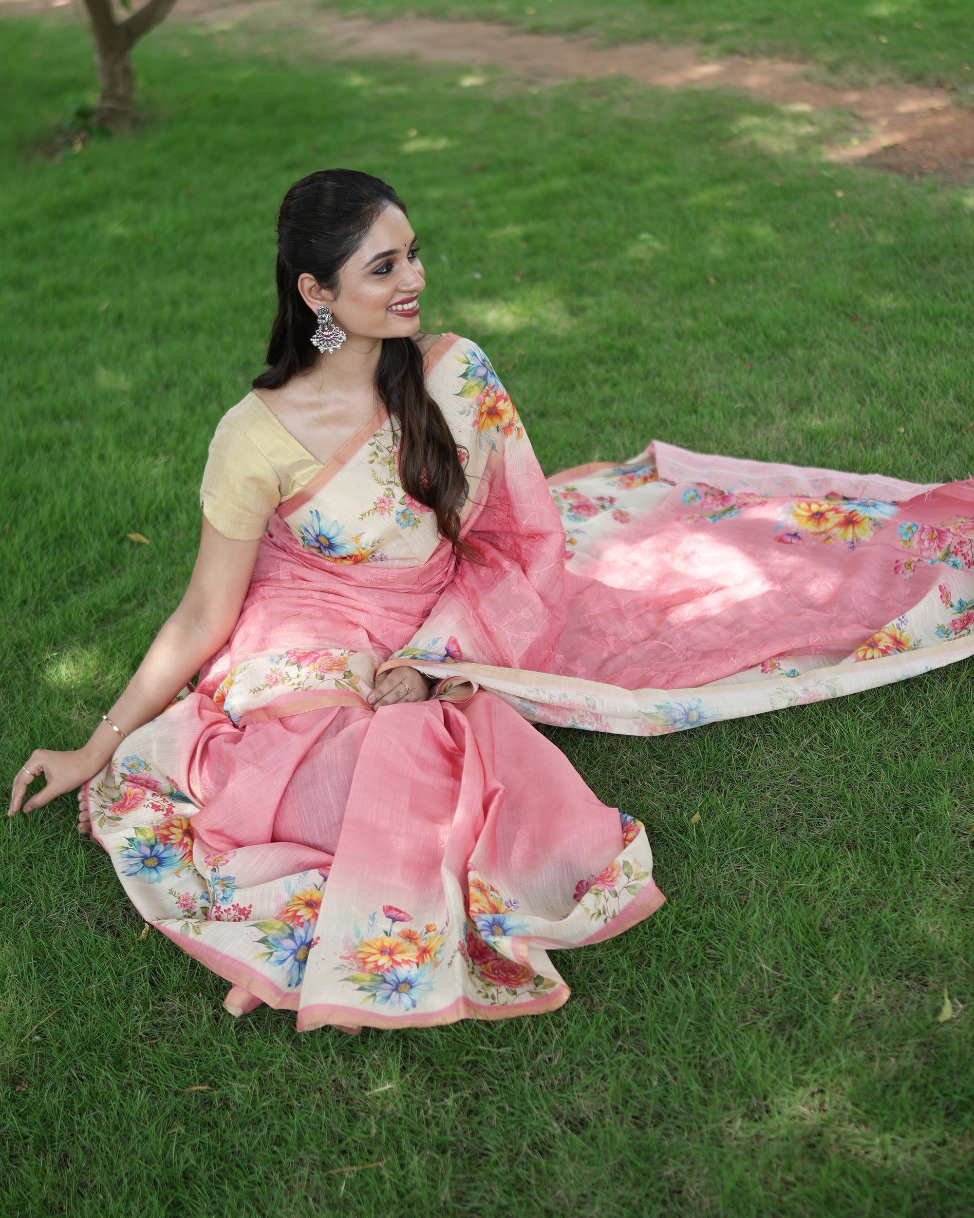 Tissue Embroidery Saree