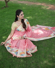 Tissue Embroidery Saree