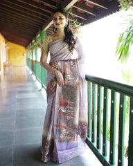 Tissue Embroidery Kalamkari Saree
