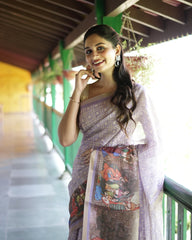 Tissue Embroidery Kalamkari Saree
