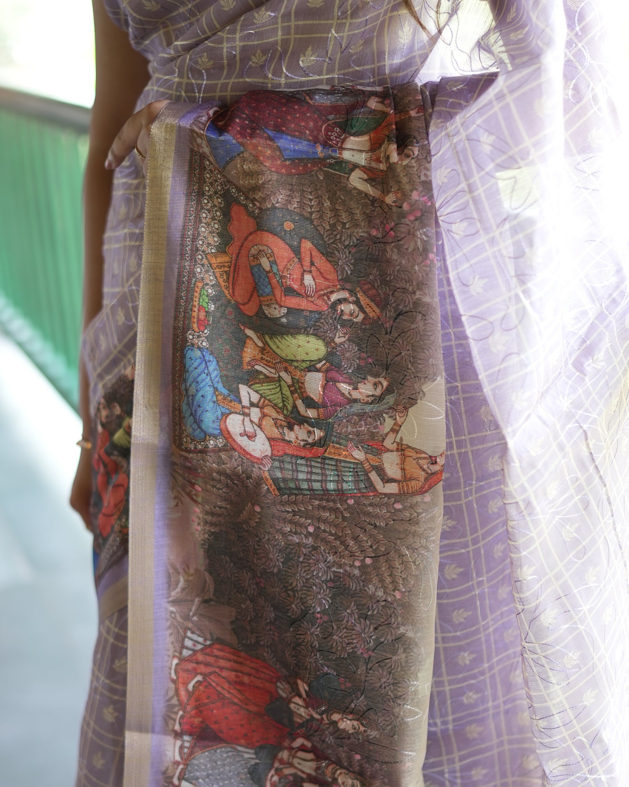 Tissue Embroidery Kalamkari Saree