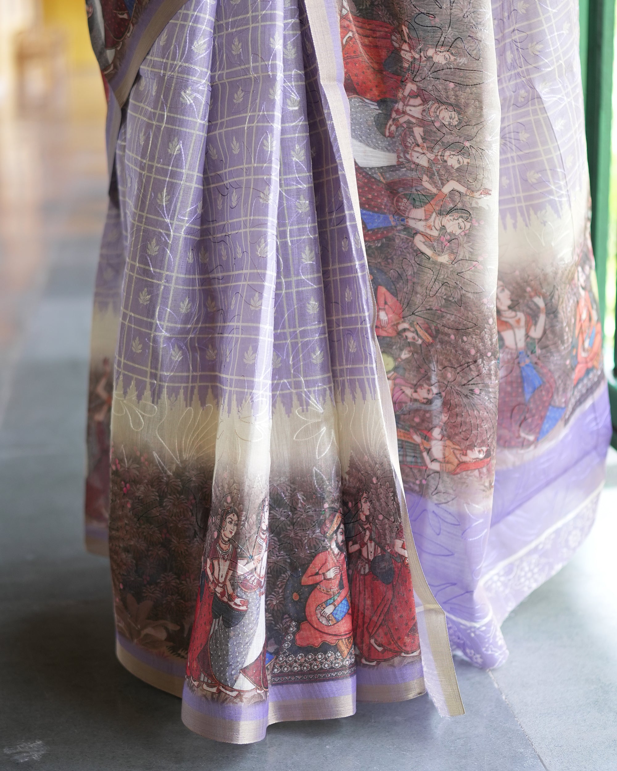 Tissue Embroidery Kalamkari Saree