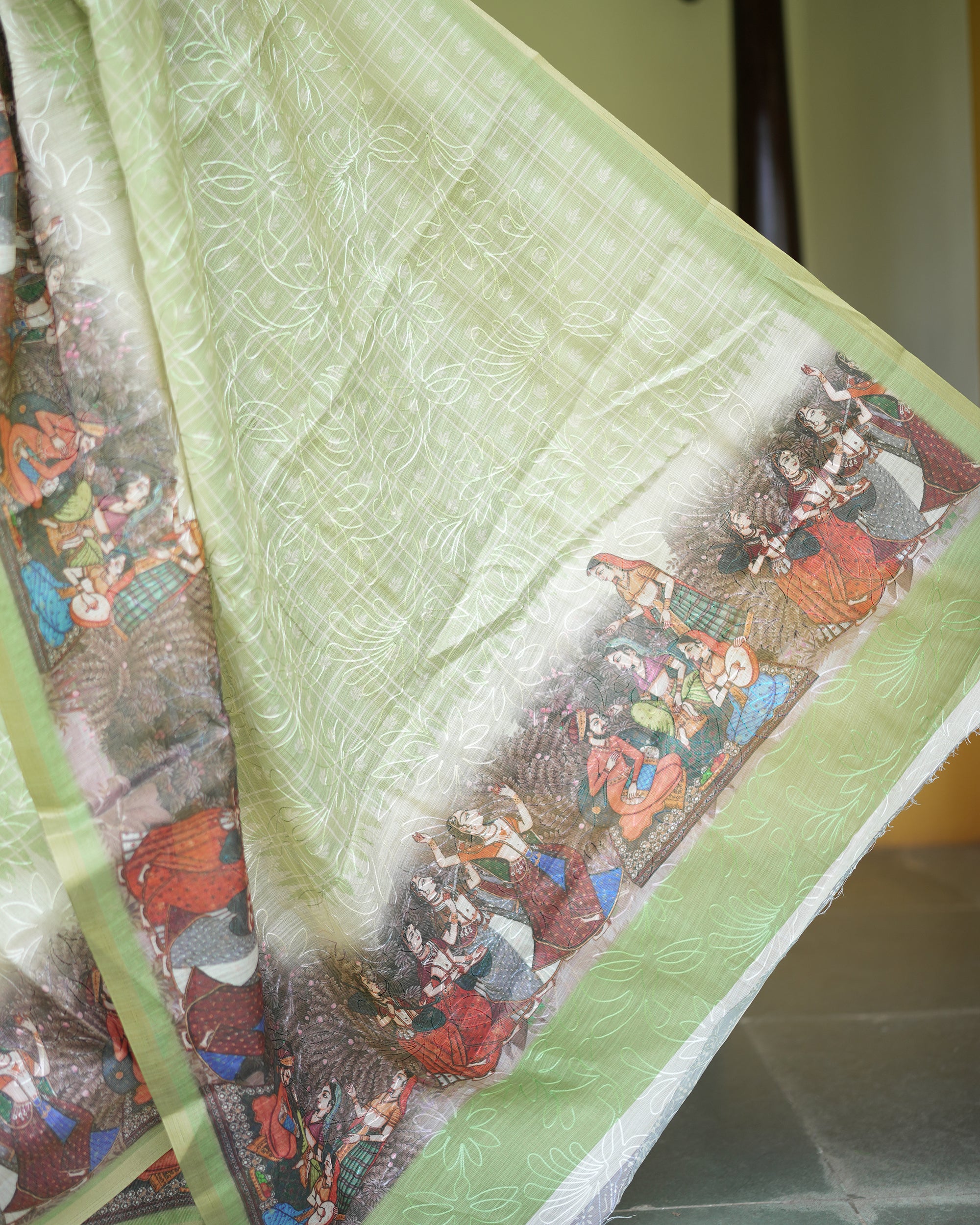 Tissue Embroidery Kalamkari Saree