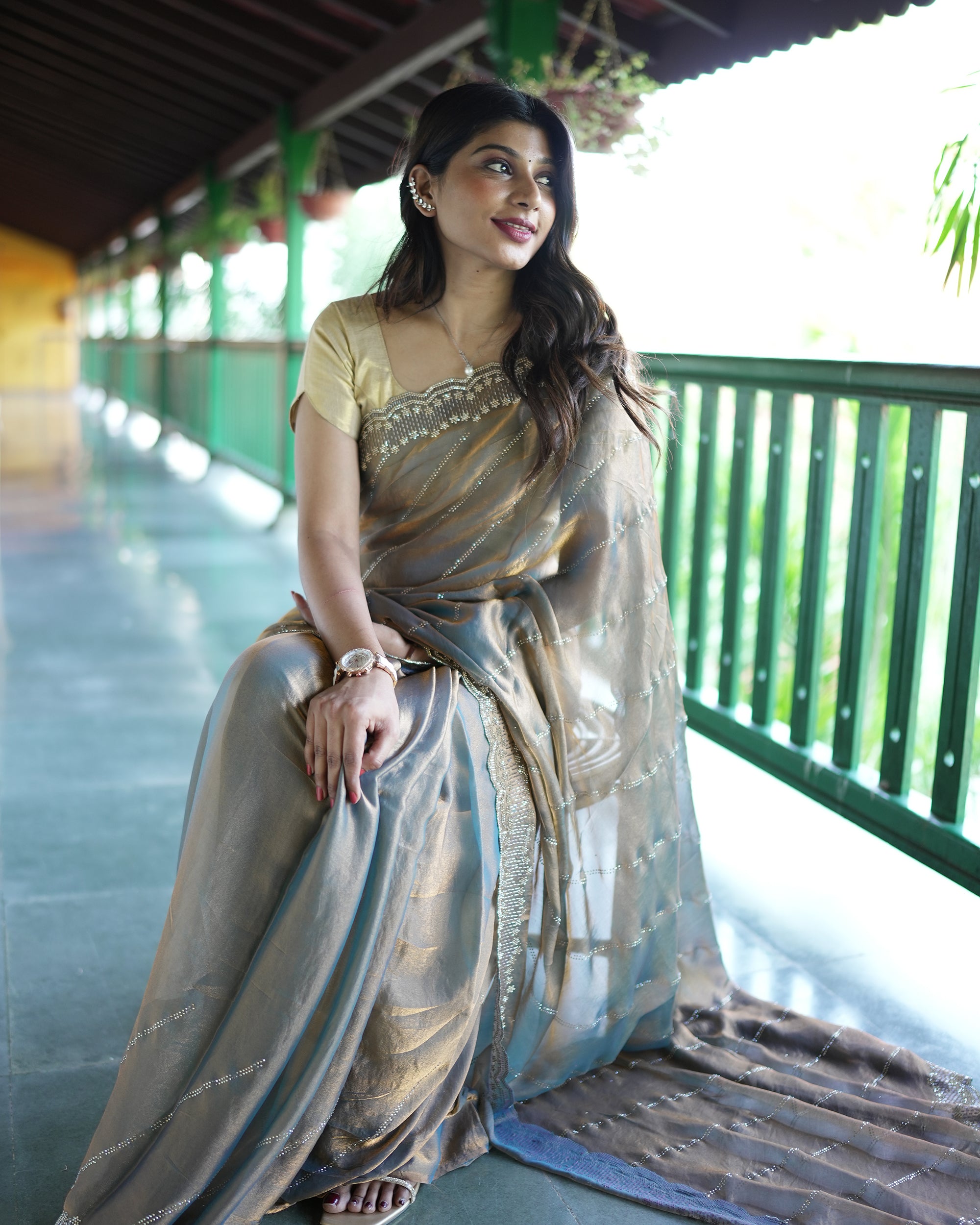 Fendy Saree With Jarkan Stone Work