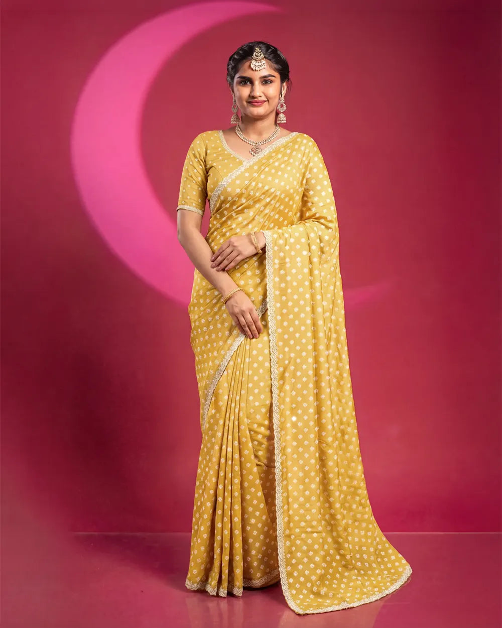 SC3555 - Crush saree with premium Jharkhand stone work