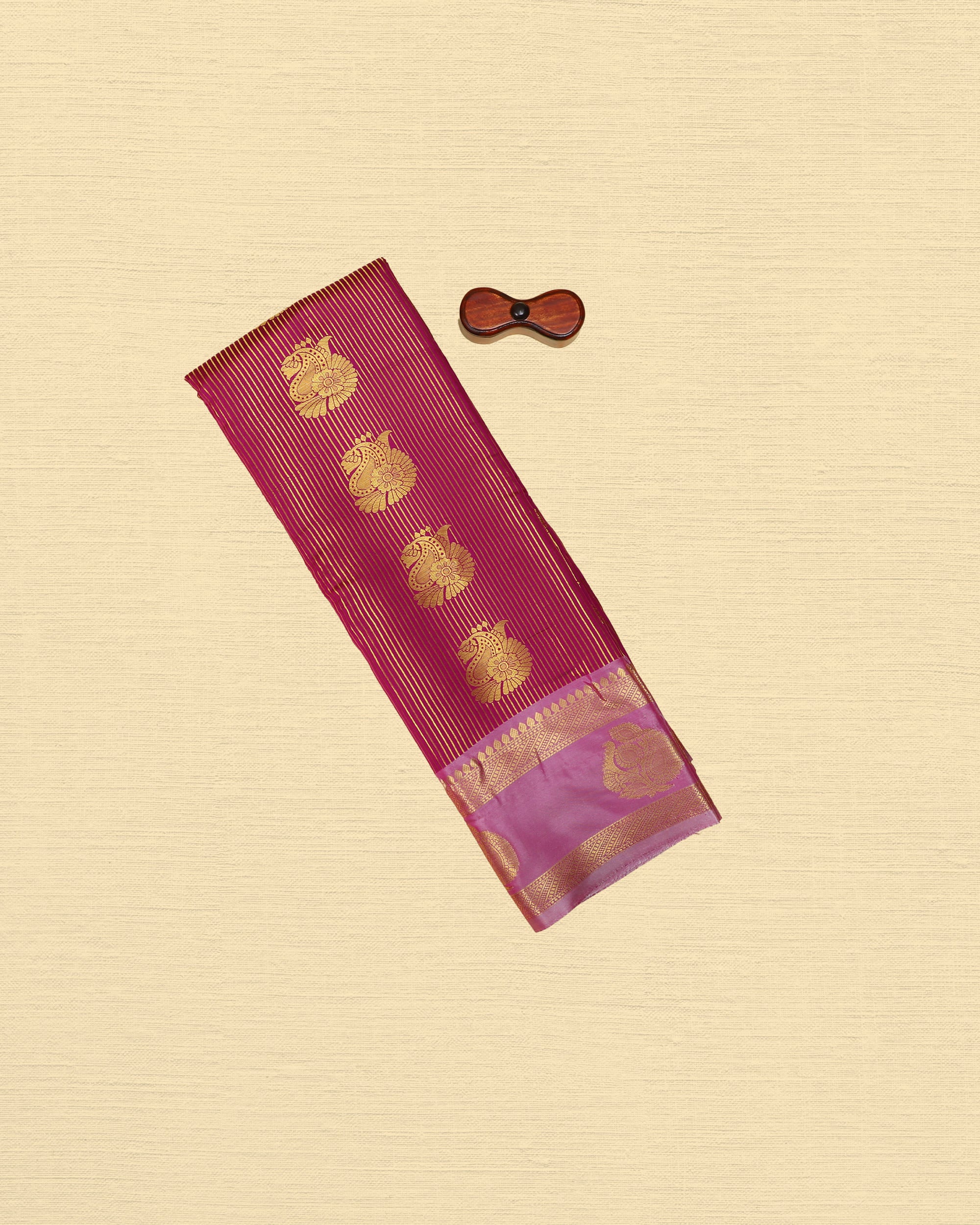 Litchi Silks Saree With Traditional Double Border