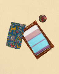 Kulfi Cotton Saree With Kalamkari Blouse