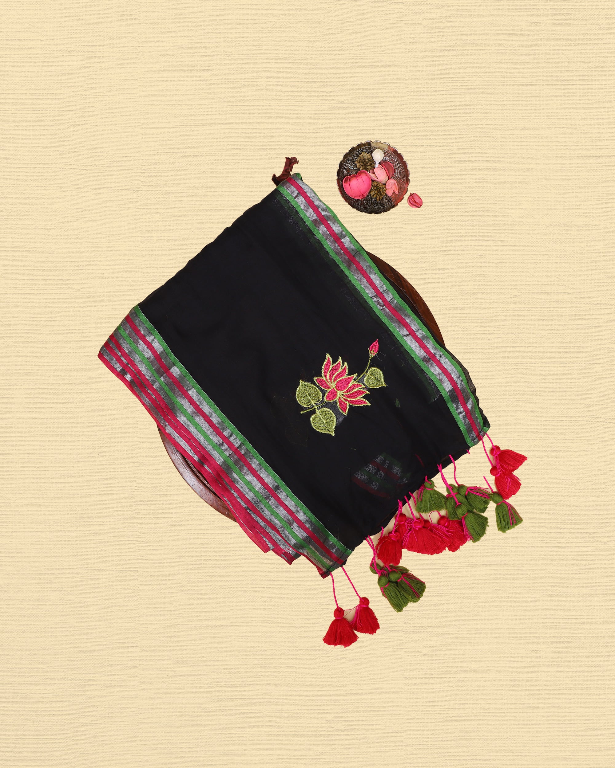 Mul Mul Lotus Embroidery Saree