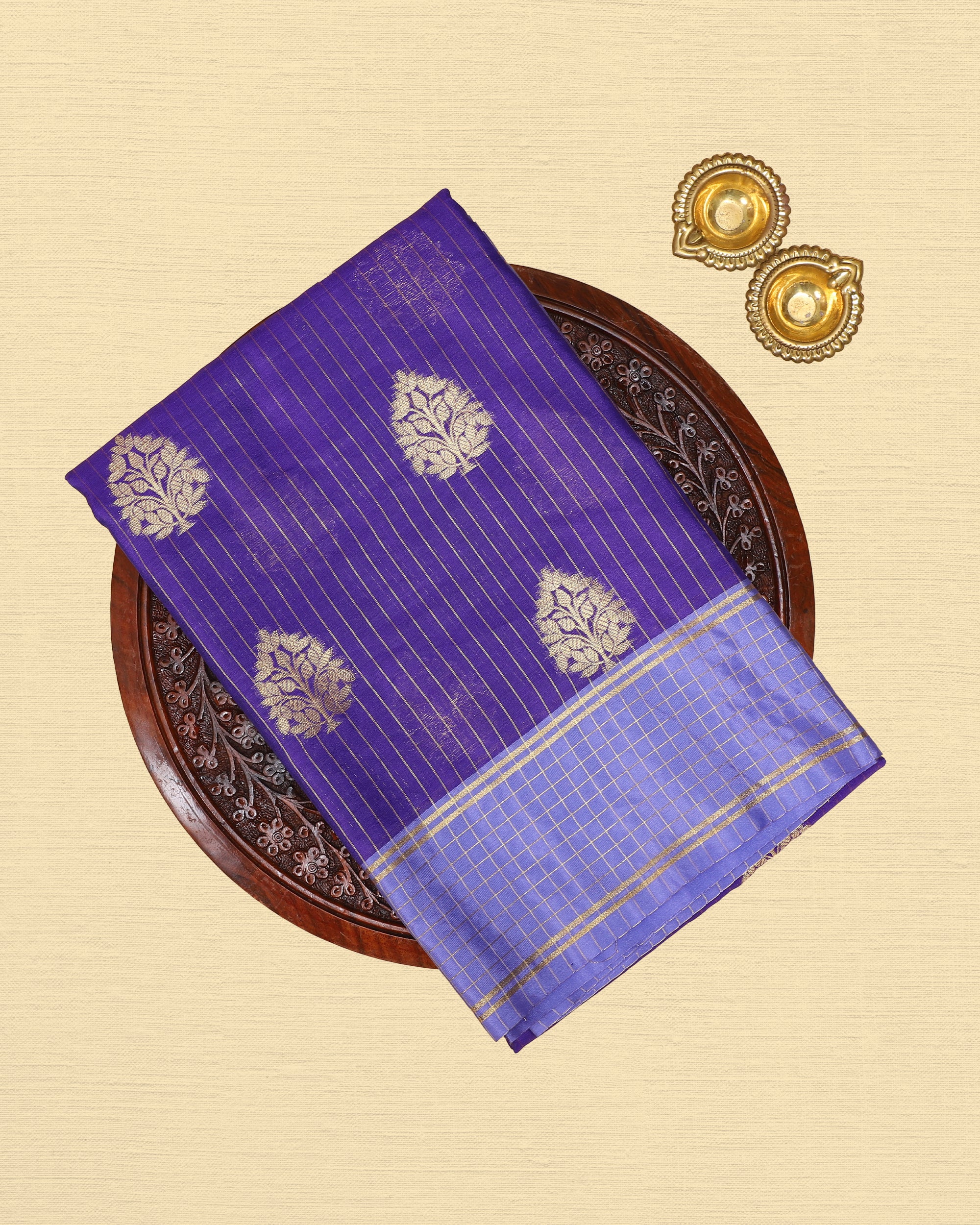 Katan Silk With Contrast Rettapadai Border Saree