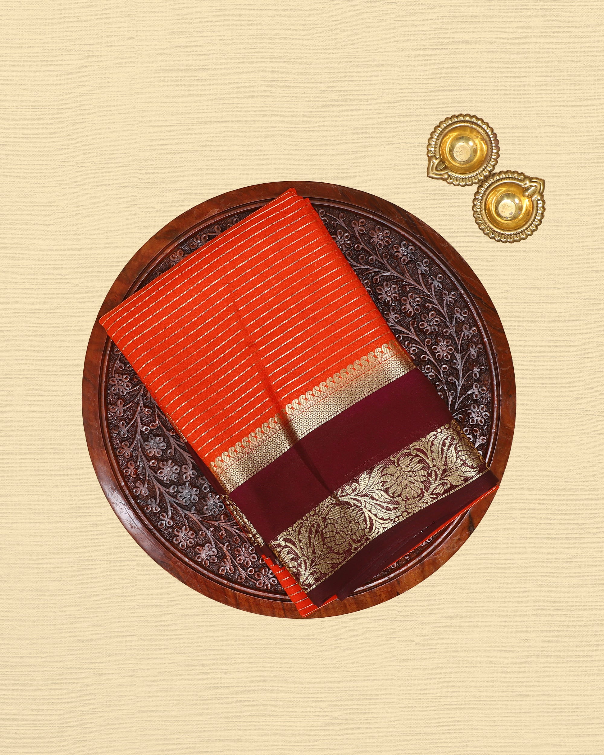 Mysore Silk Saree With Contrast Pallu And Contrast Blouse