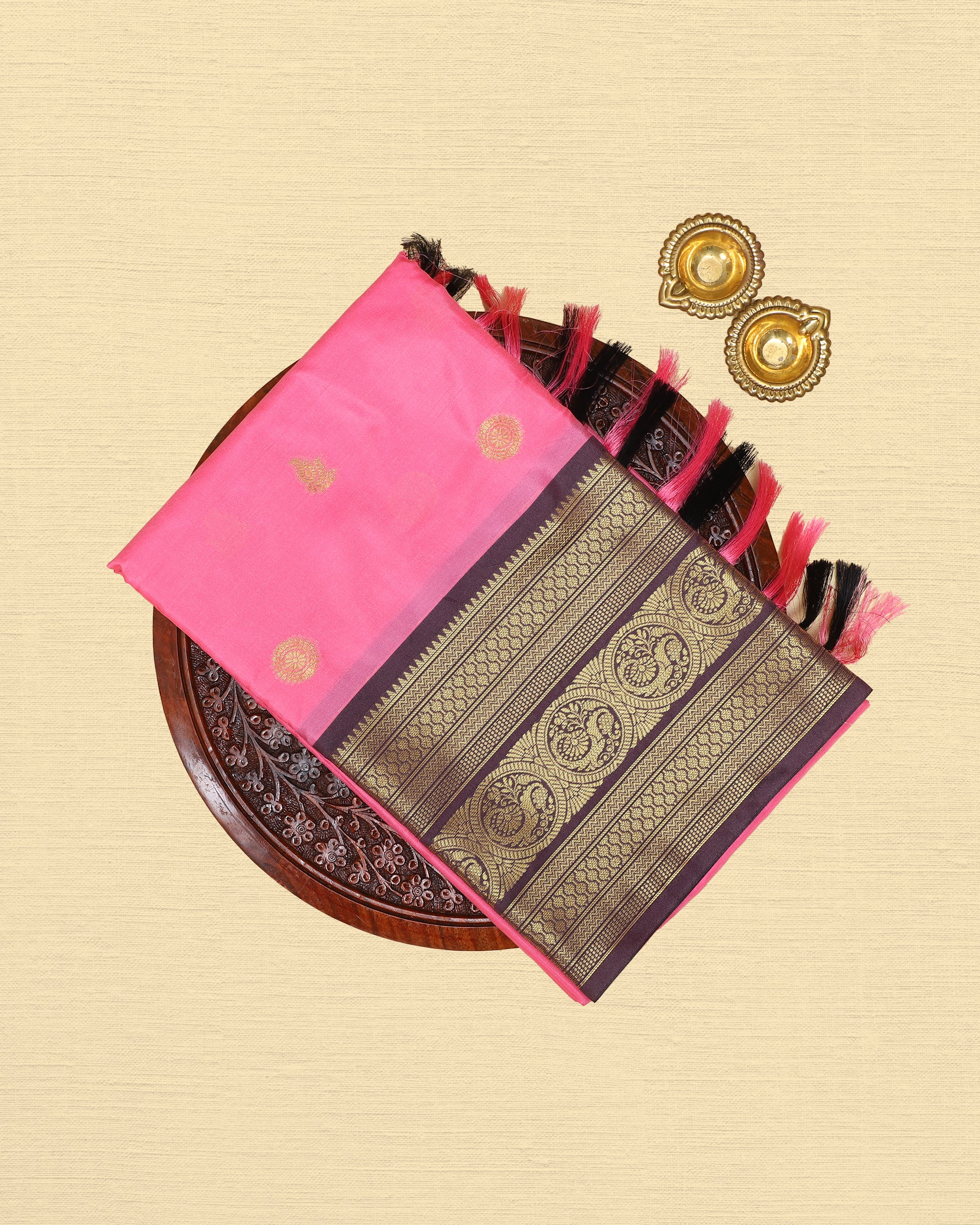 Katan Silk With Contrast Rettapadai Border Saree