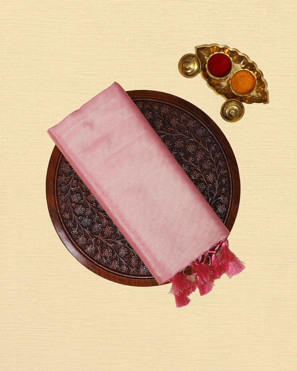 Tissue Saree With Embose Small Buttas