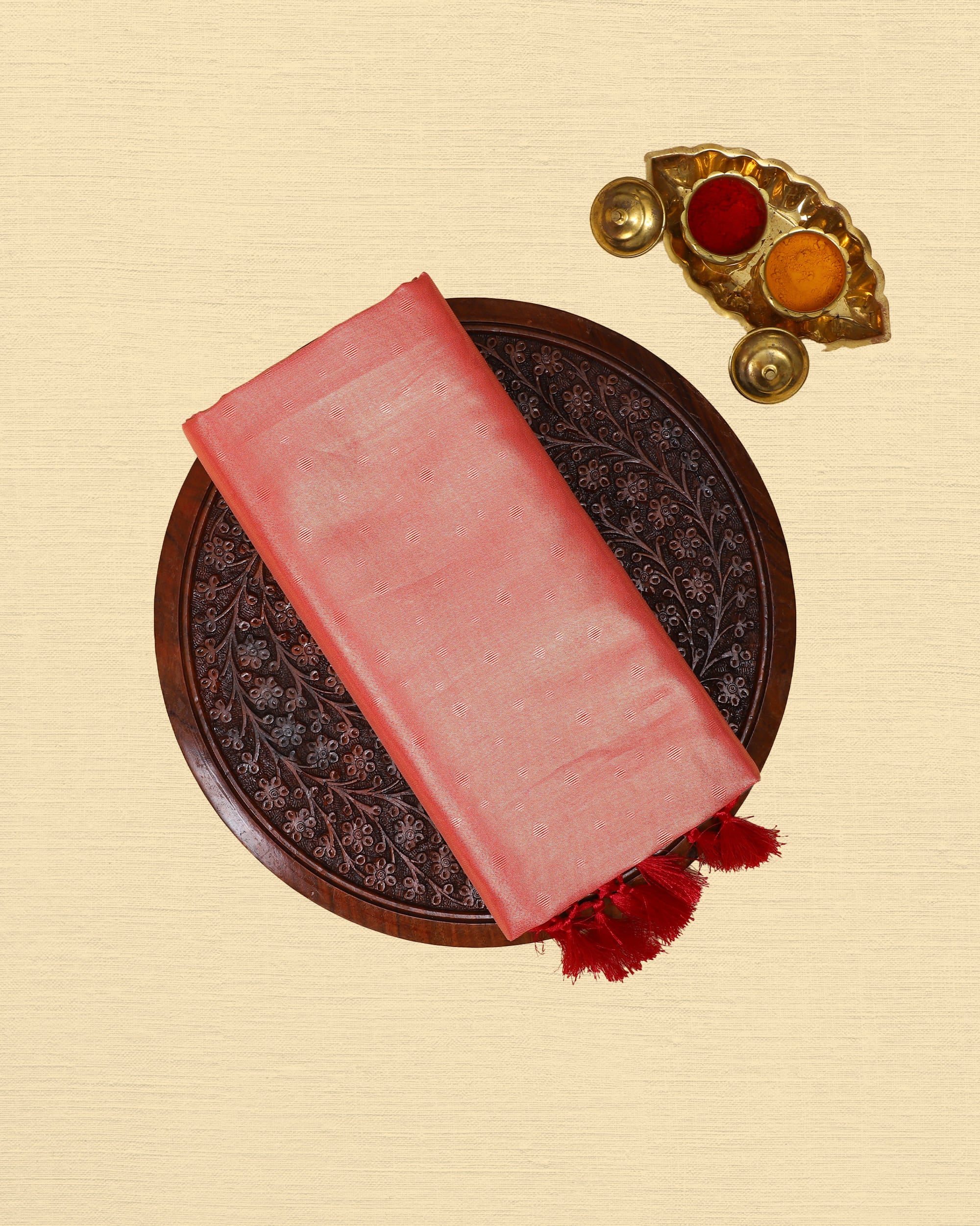 Tissue Saree With Embose Small Buttas
