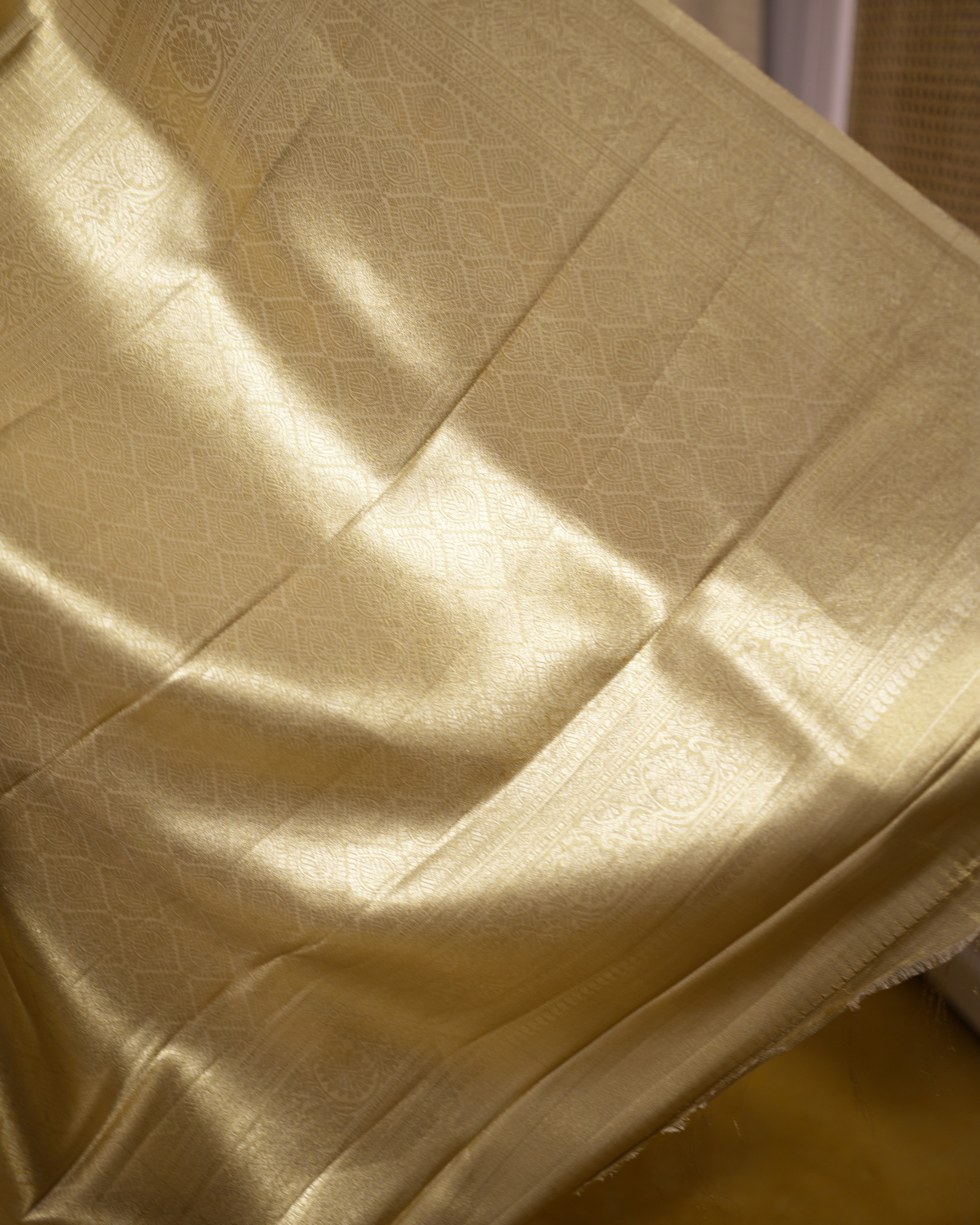 Tissue Saree With Checked Embose Small Buttas